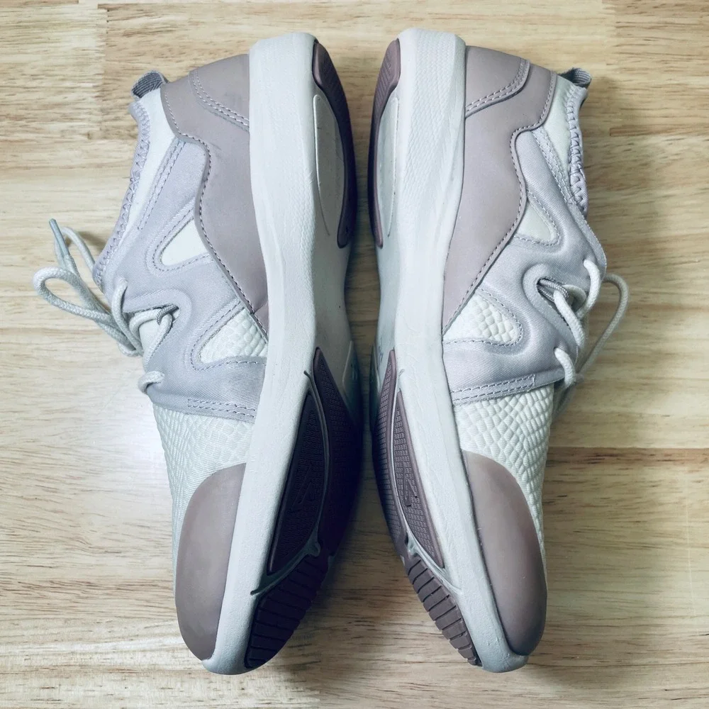 Vionic Storm Women 7 Mauve Cream Textured Mesh Lace Up Walking Sneakers